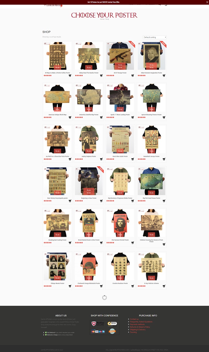Captura Tienda Game of Posters