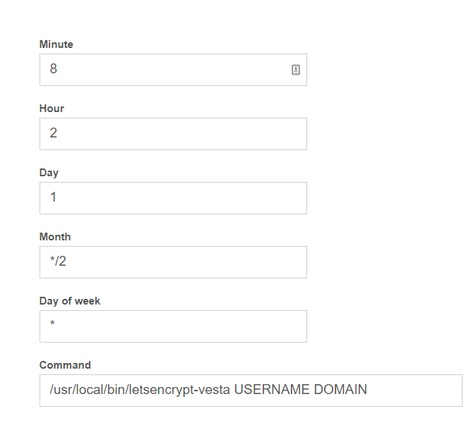 Cronjob Let's Encrypt VestaCP