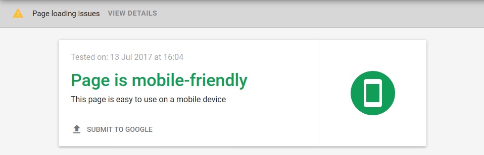 Mobile Friendly test